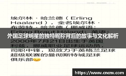 外国足球明星的独特昵称背后的故事与文化解析