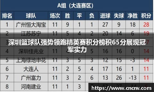 深圳篮球队强势领跑精英赛积分榜积65分展现冠军实力